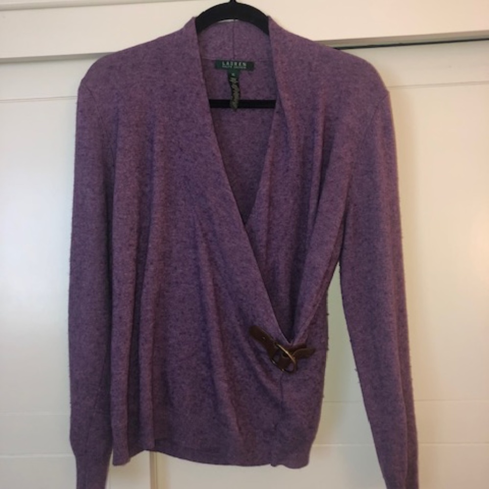 Purple Ralph Lauren Sweater with Cross-body buckle size XL EUC